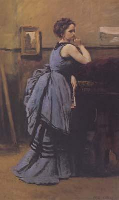 Jean Baptiste Camille  Corot La dame en bleu (mk11) France oil painting art